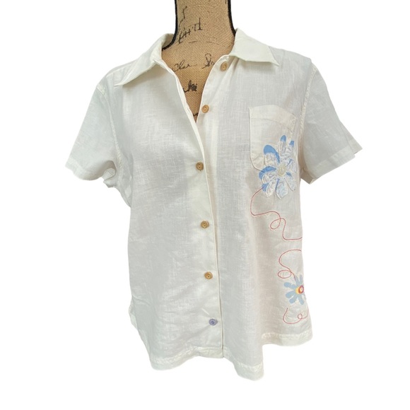 Life is Good Embroidered Linen Shirt - Picture 1 of 9